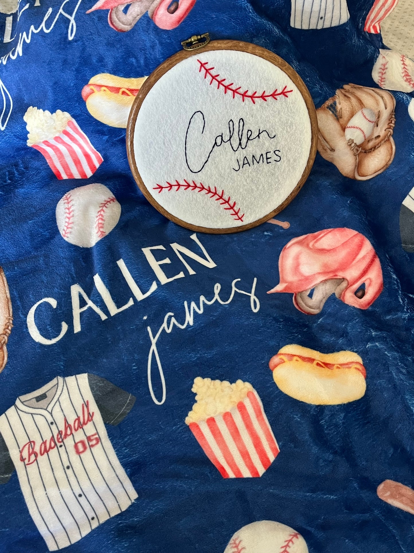 Baseball | Custom Name Embroidery Hoop | Baby Name Sign