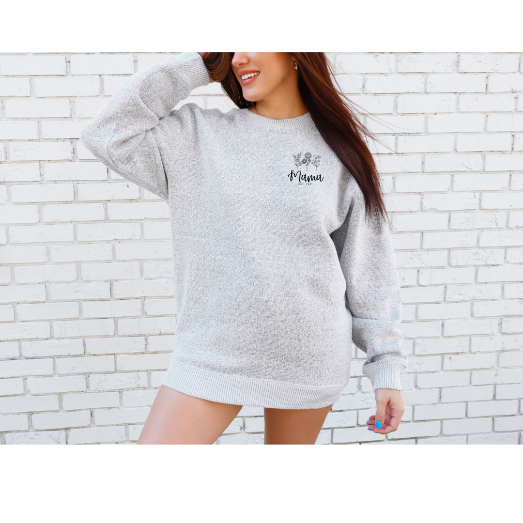 Mothers Day Sweatshirt, Embroidered Birth Flowers