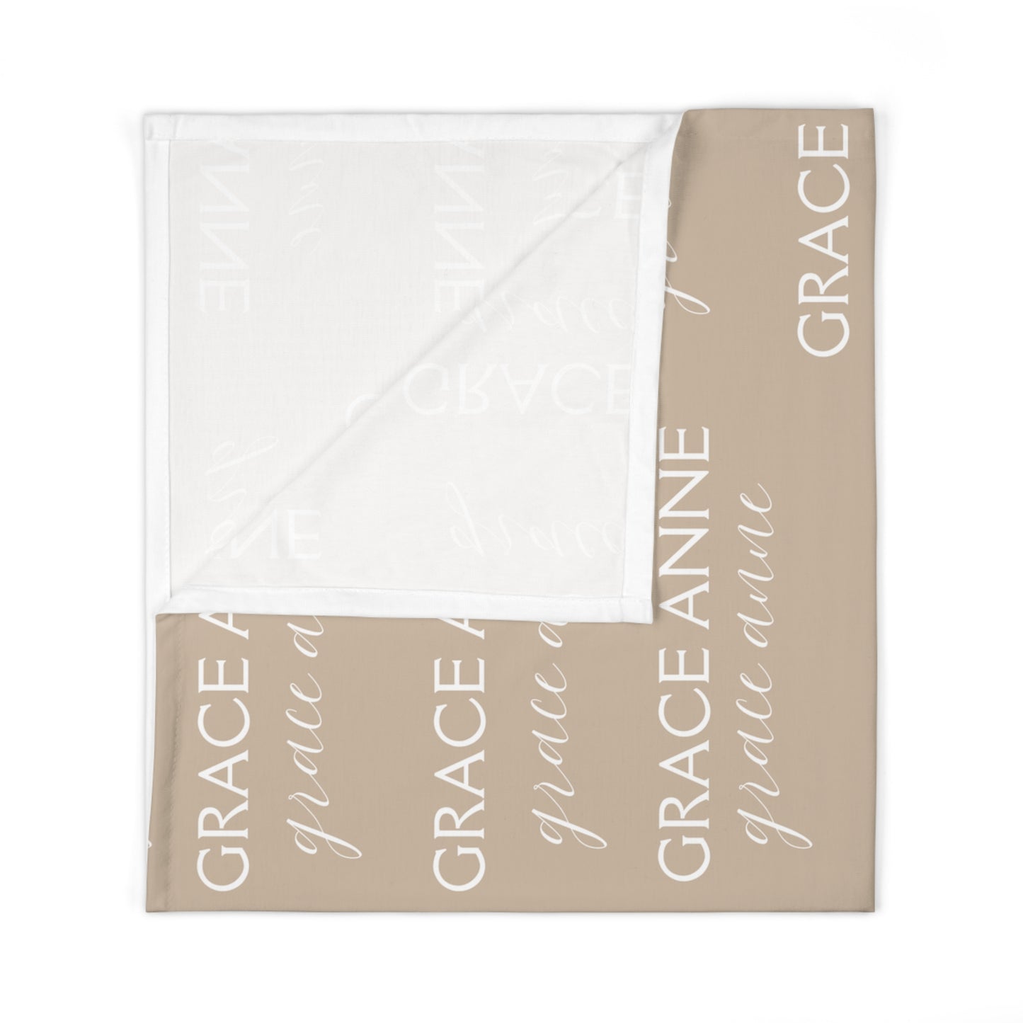 Beige Personalized Baby Swaddle Blanket, Soft Infant Wrap, Newborn Gift, Baby Shower Present, Nursery Decor, Cozy Baby Blanket