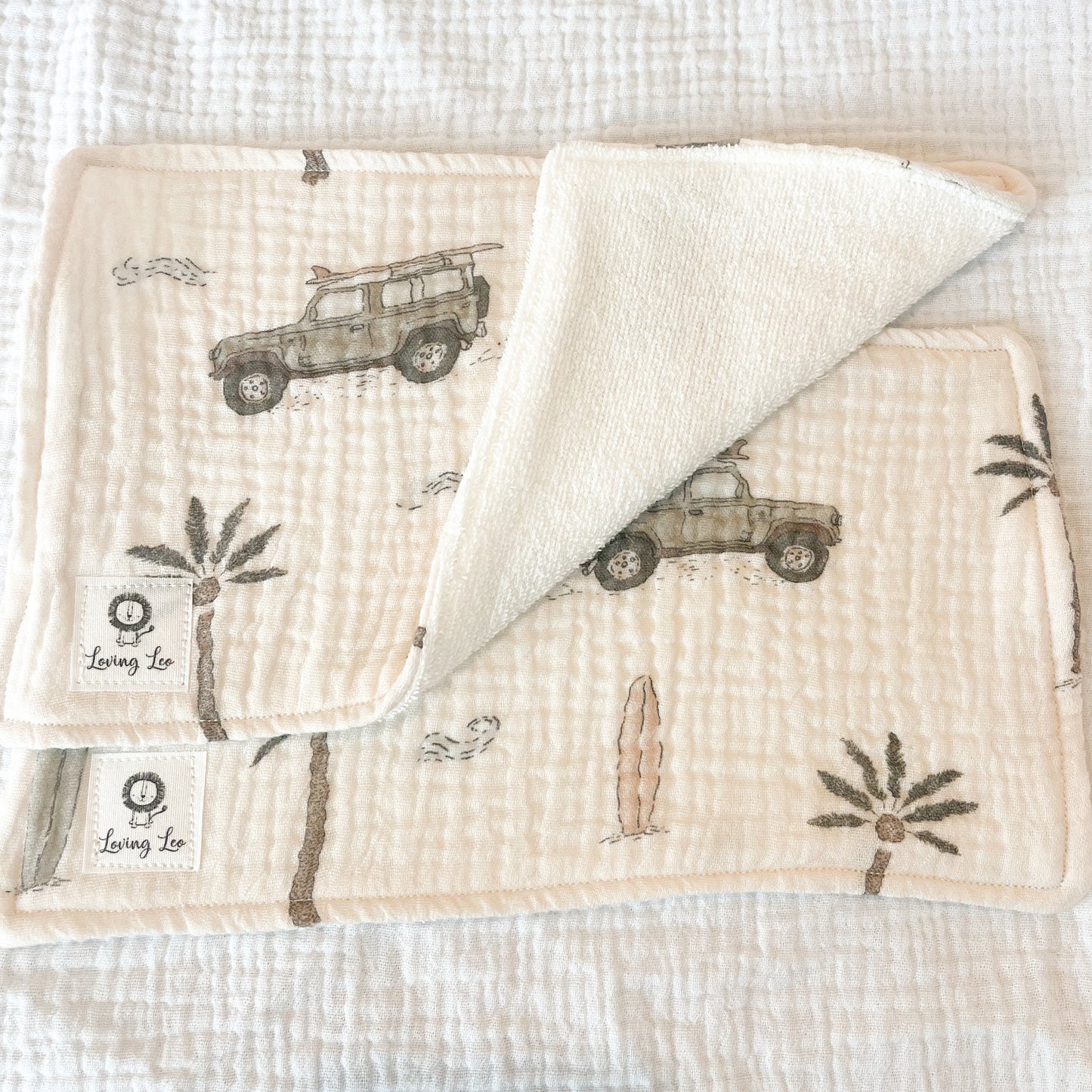 Surfing at the Beach Theme, Bamboo Terry Washcloth- Handmade Set of 2