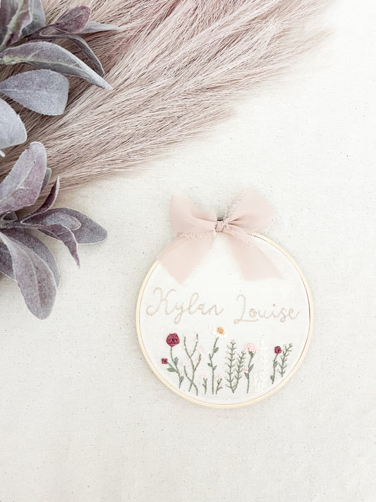 Wildflowers | Custom Name Embroidery Hoop | Baby Name Sign |