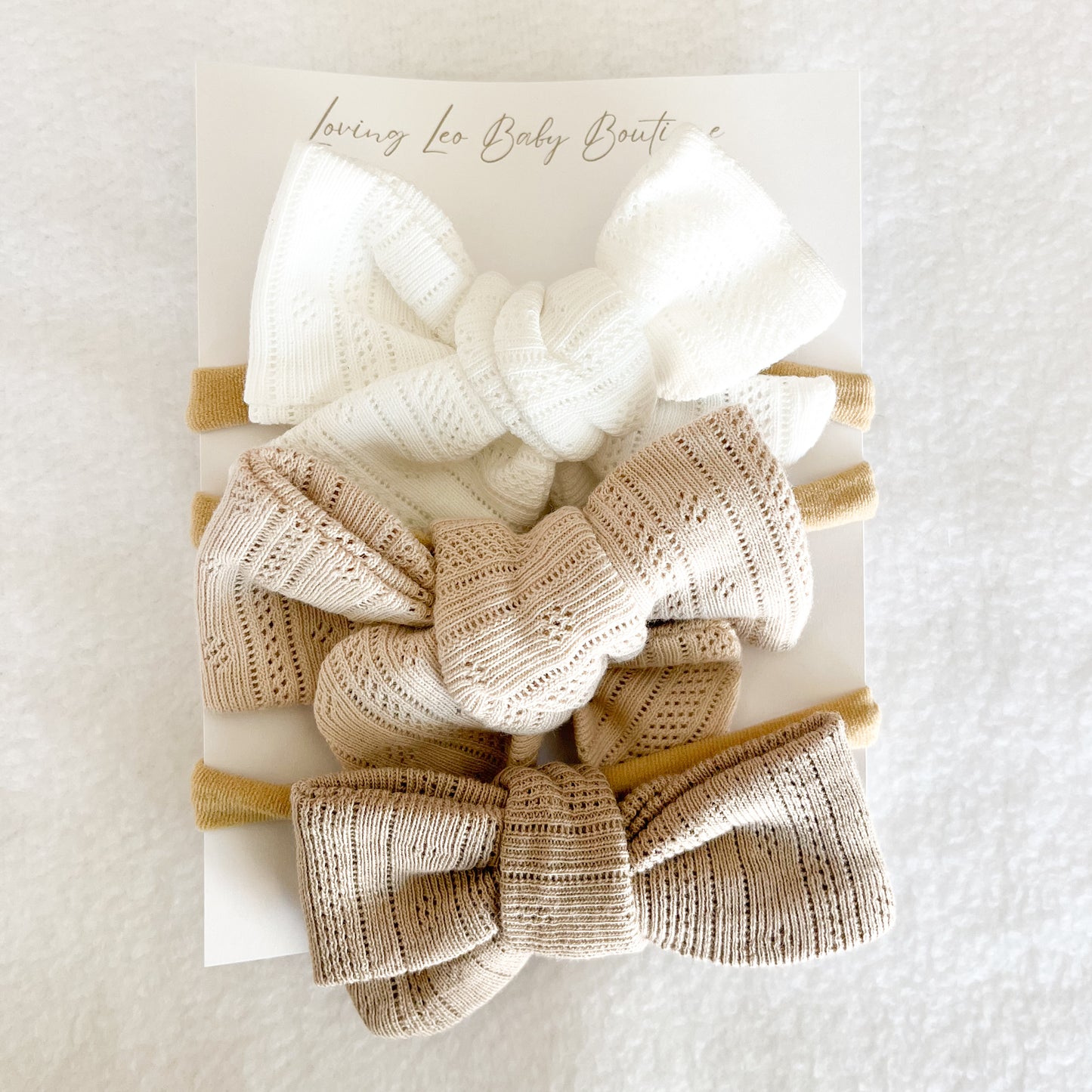 Neutral Pointelle Headband Bows, Pack of 3, One size fits all