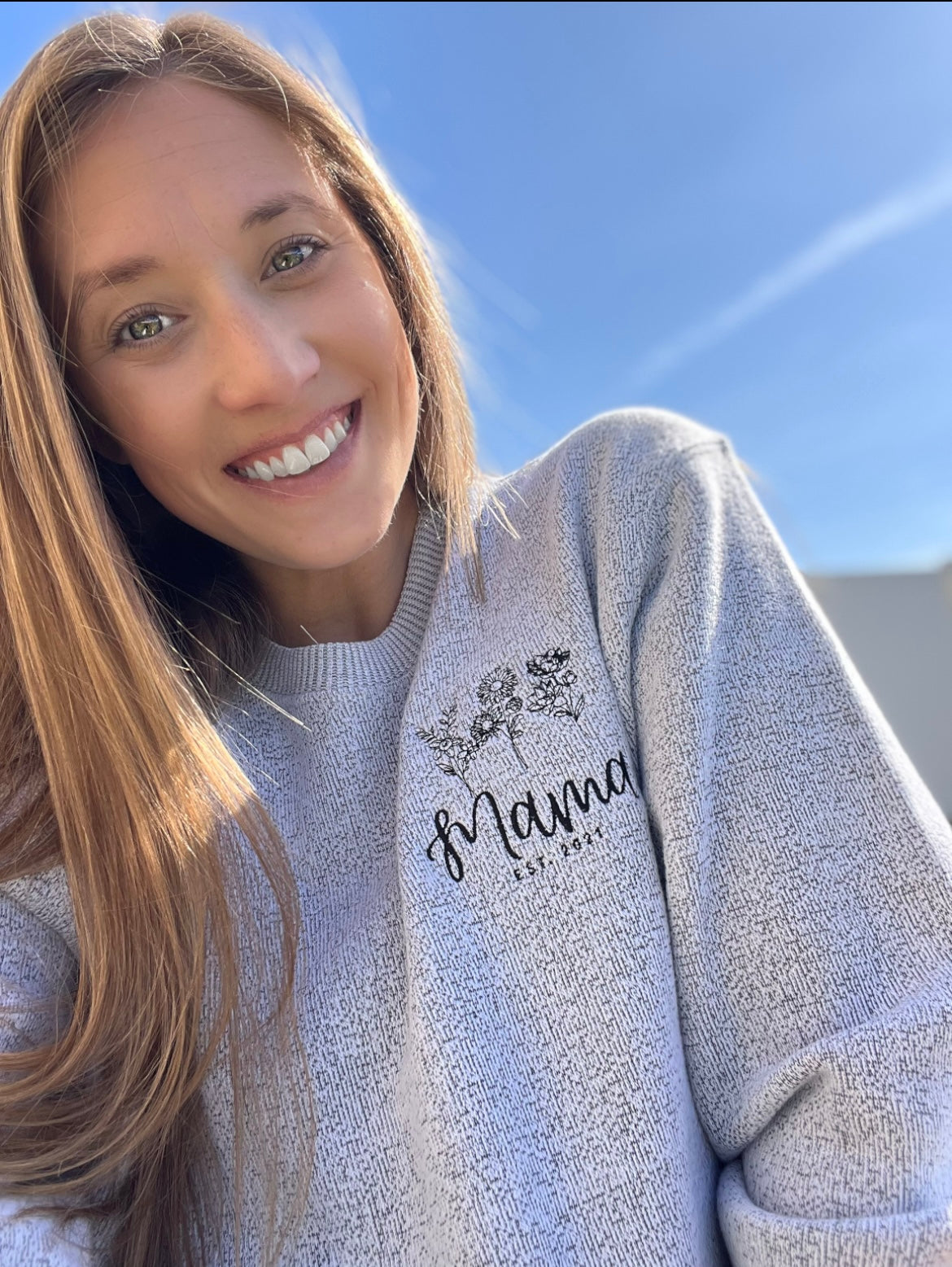 Mothers Day Sweatshirt, Embroidered Birth Flowers