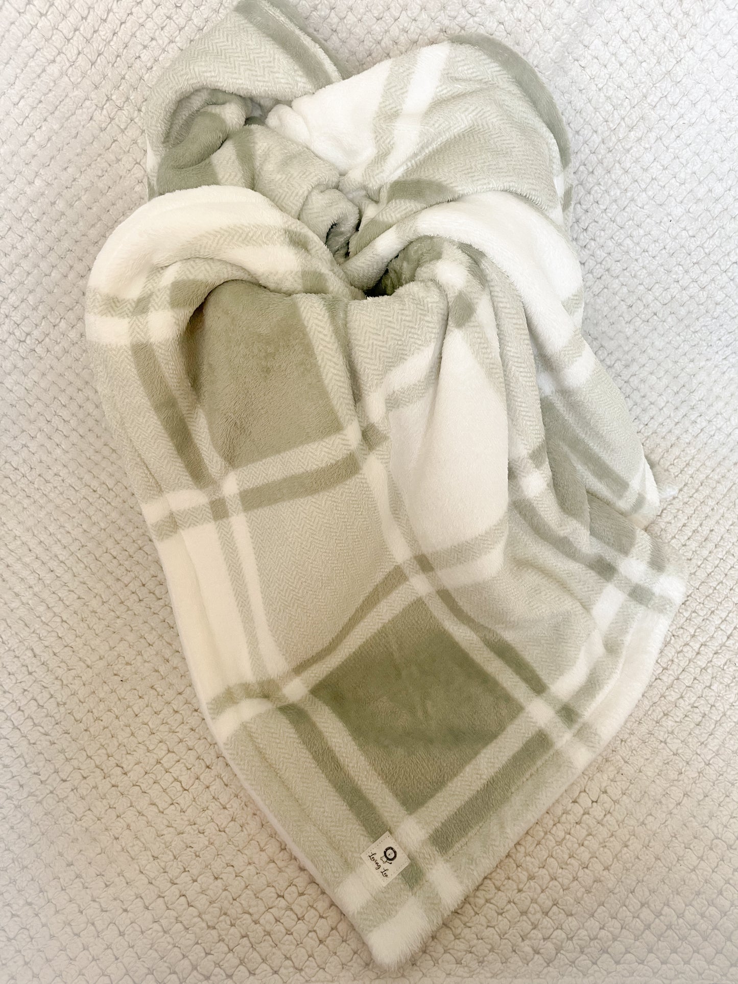 Plush Green Plaid Large Crib Size Blanket