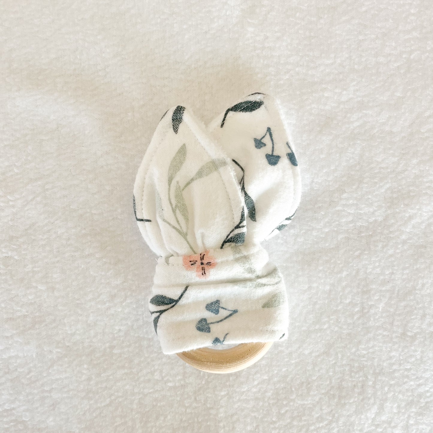 Blue Floral and Mushrooms Teething Ring