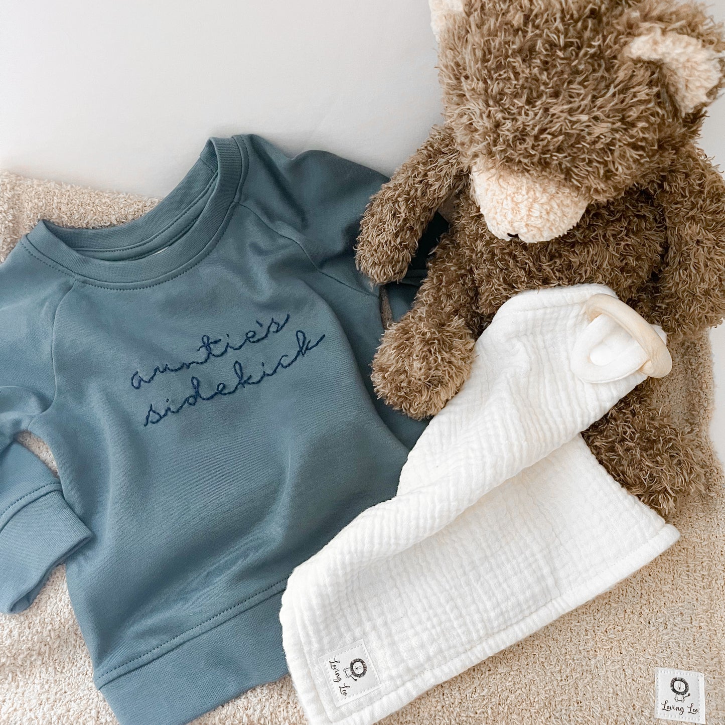 Custom Embroidered Name | Organic Baby and Kids Portland Pullover - Harbor