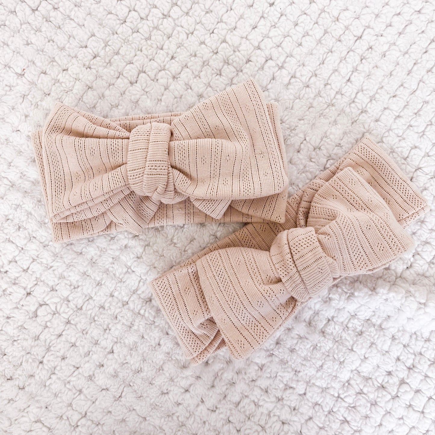 Tan Pointelle Headwrap, Bow