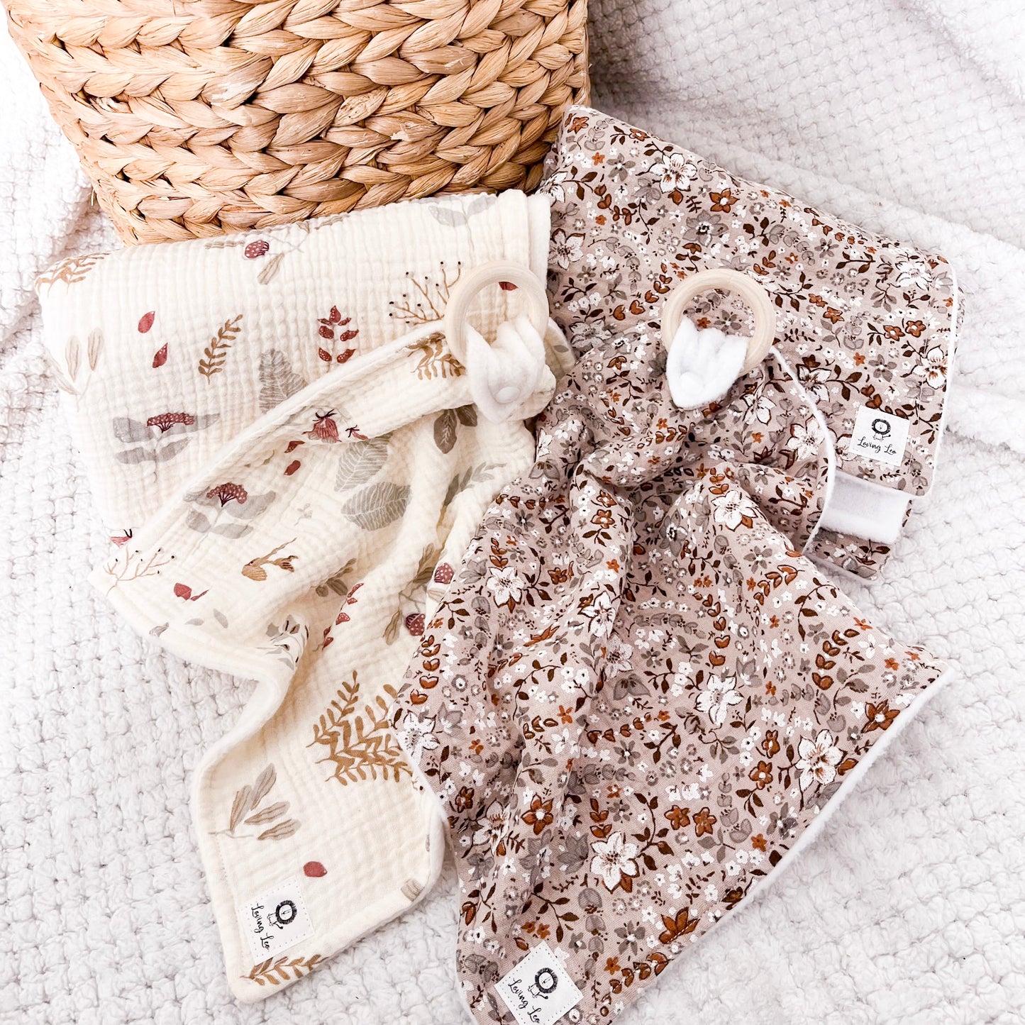 Beige Floral Stroller Blanket
