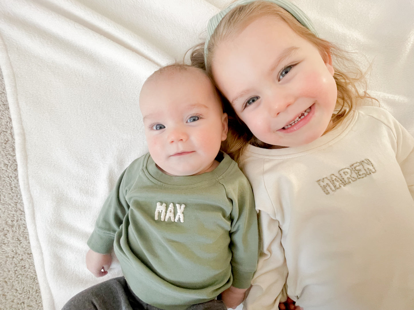 Custom Embroidered Name | Organic Baby and Kids Portland Pullover - Thyme