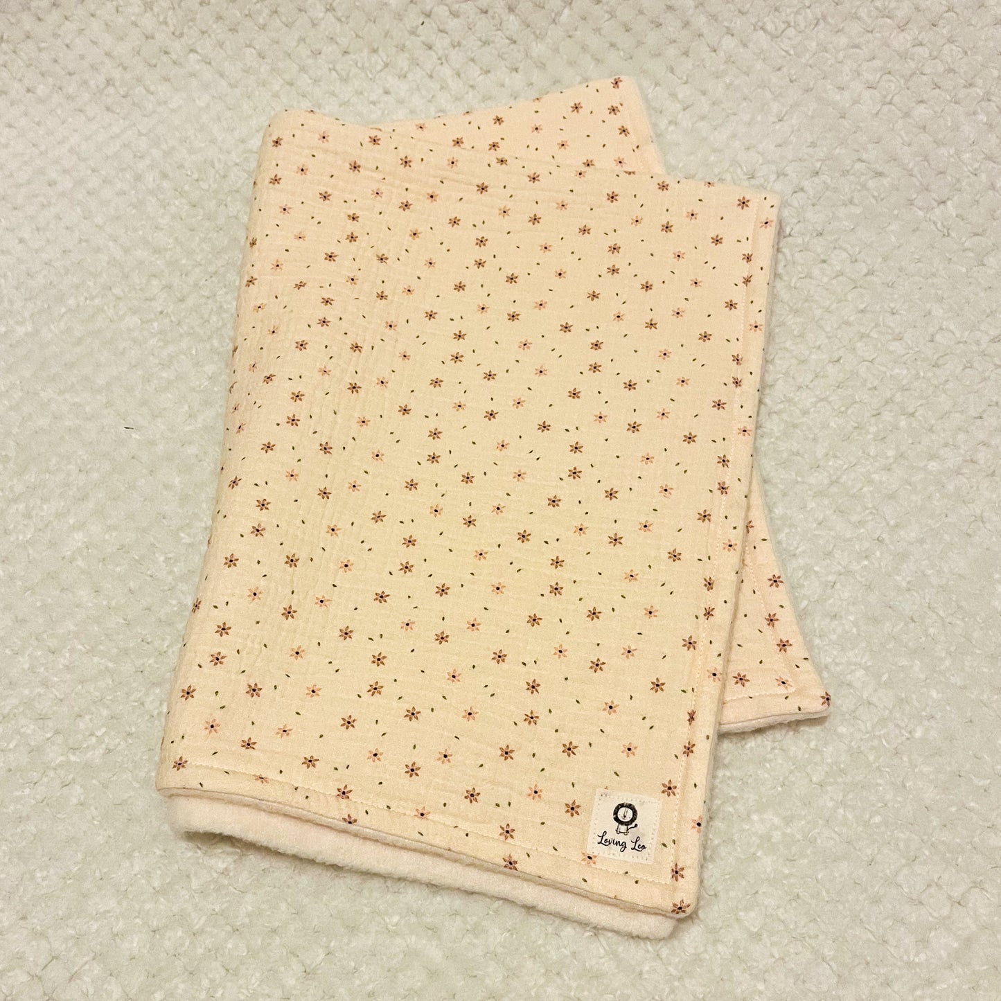 Beige and Pink Florals Stroller Blanket