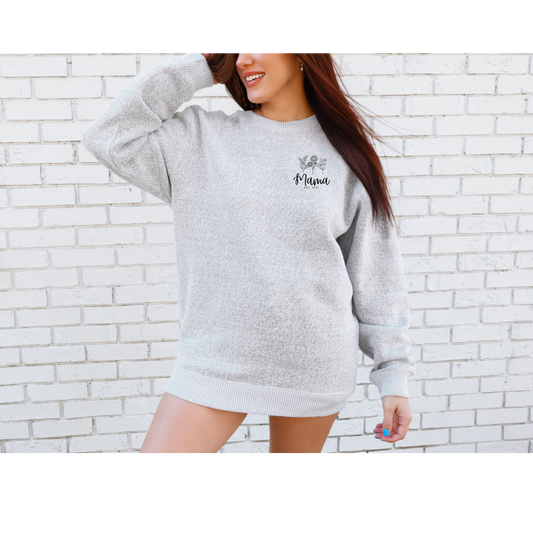 Mothers Day Sweatshirt, Embroidered Birth Flowers