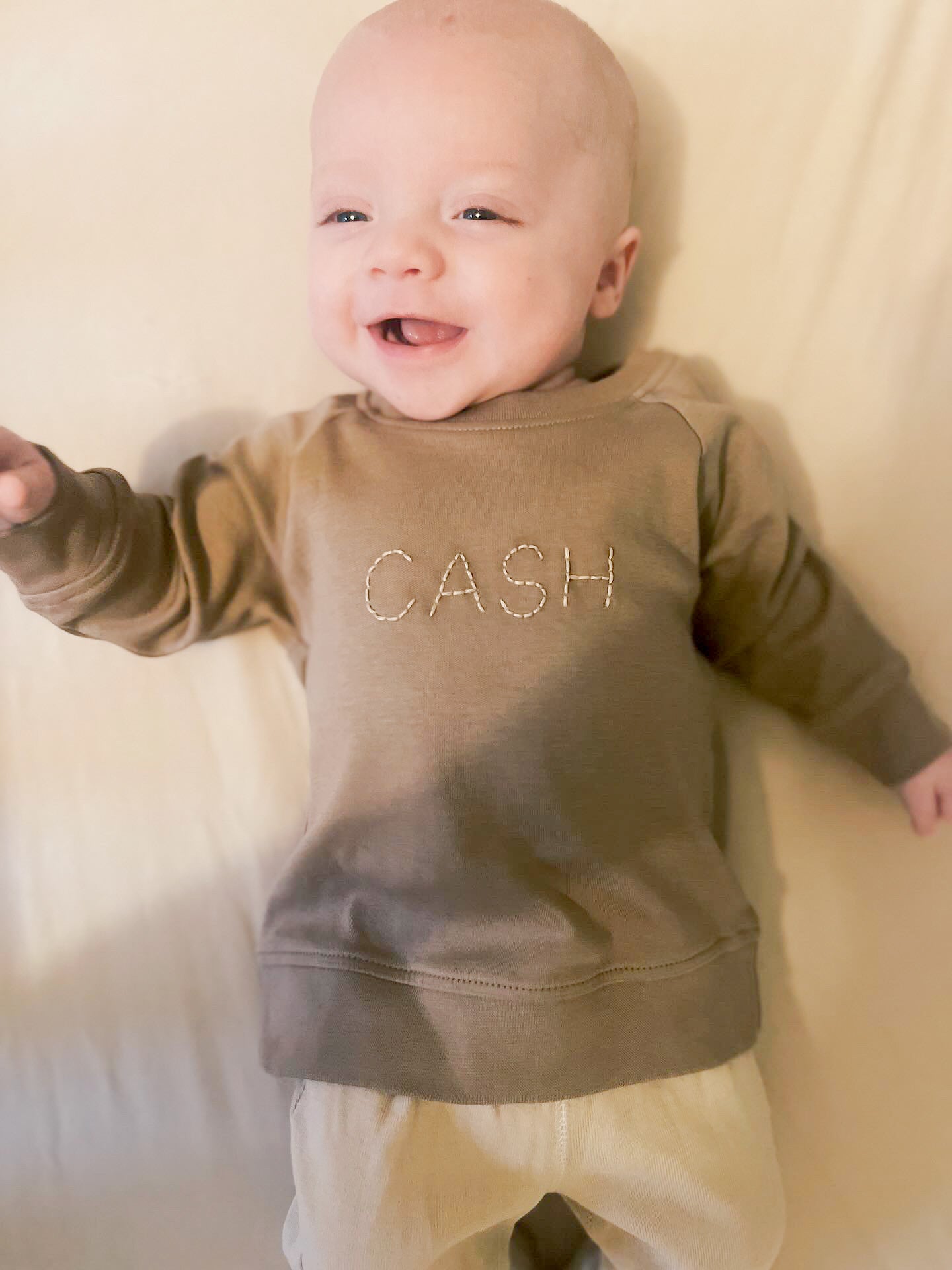 Custom Embroidery, Name | Organic Baby and Kids Portland Pullover - Truffle