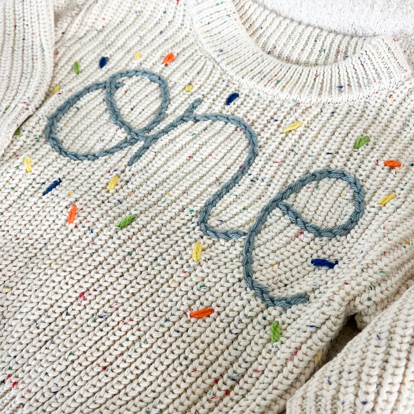 Personalized Hand Embroidered Name Baby Sweater