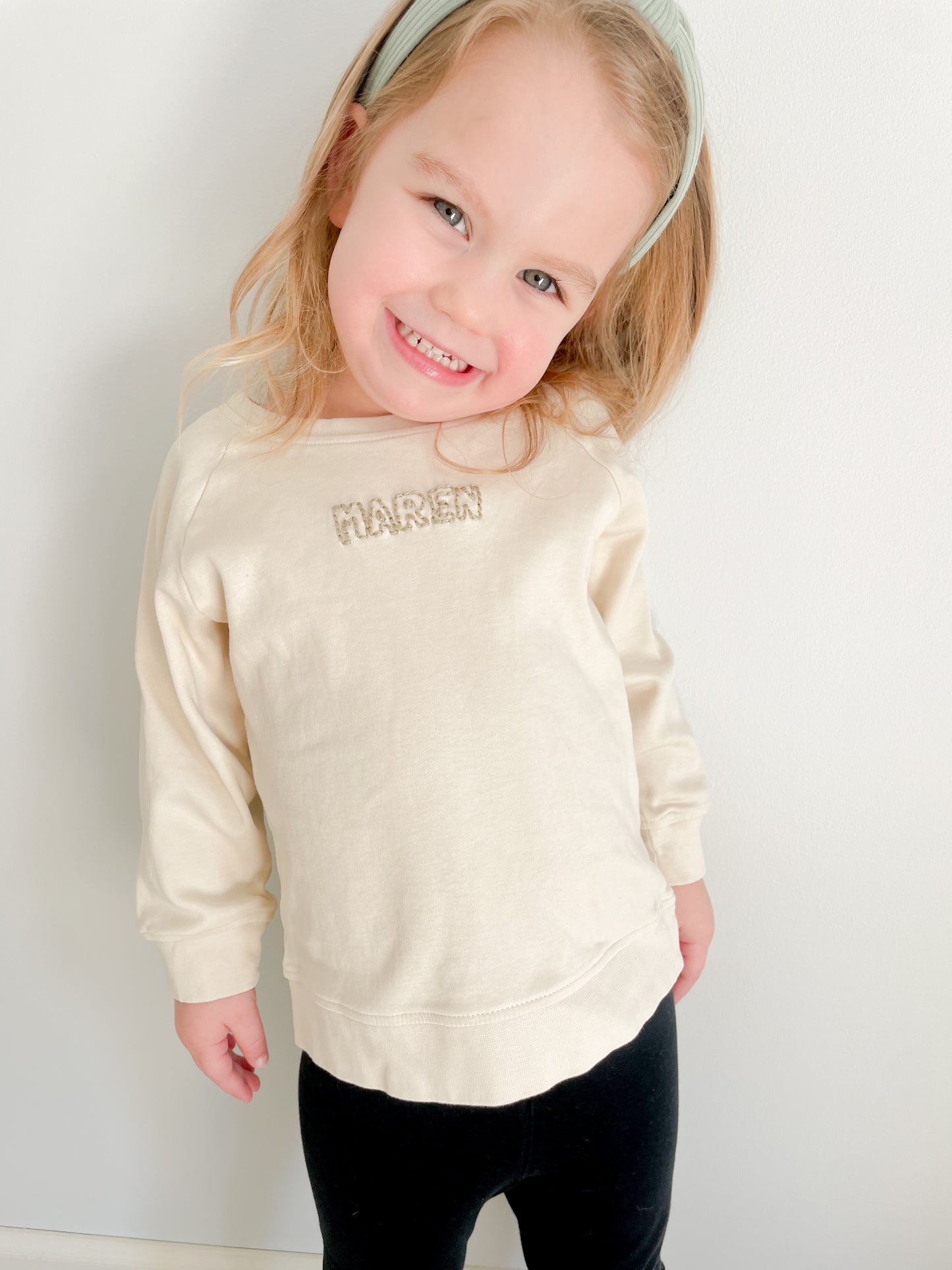 Custom Embroidered Name | Organic Baby and Kids Portland Pullover - Natural