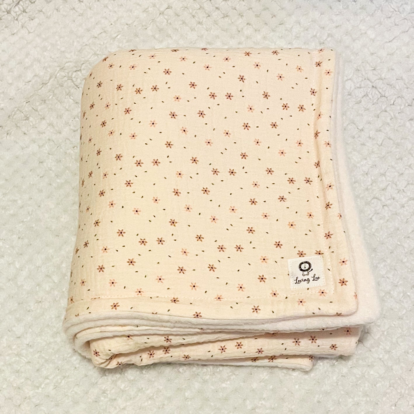 Beige and Pink Florals Large Crib Size Blanket