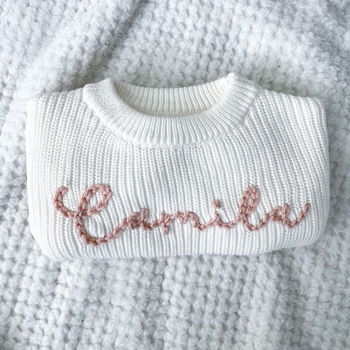 Personalized Hand Embroidered Name Baby Sweater