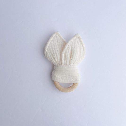 Cream Gauze Teething Ring