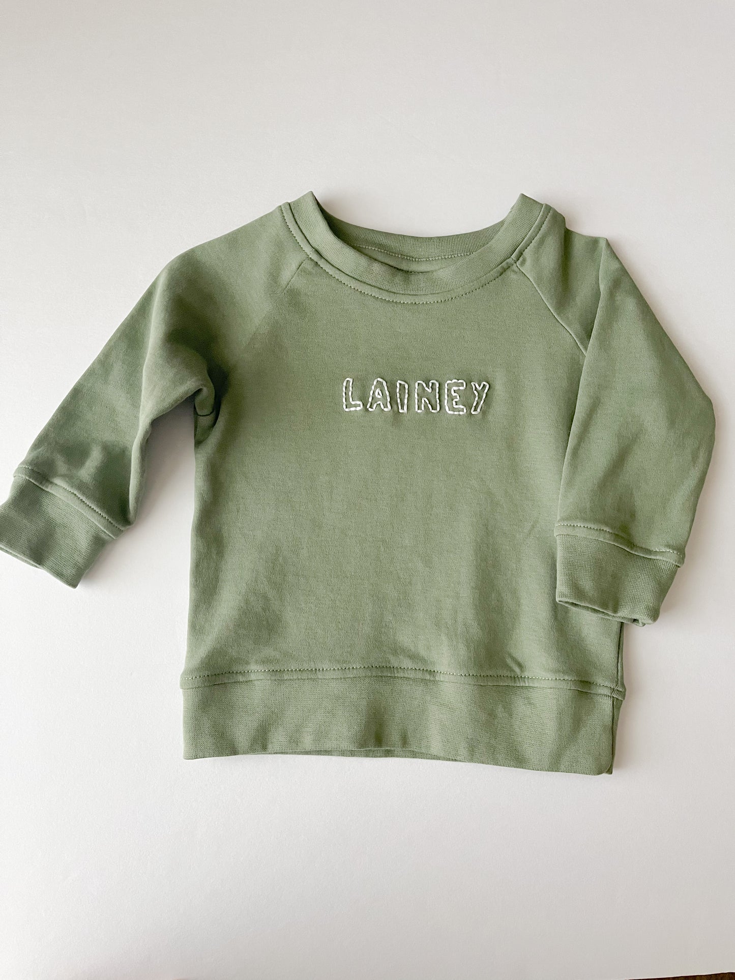 Custom Embroidered Name | Organic Baby and Kids Portland Pullover - Thyme