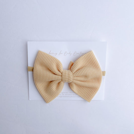 Large Yellow Waffle Knit Bow