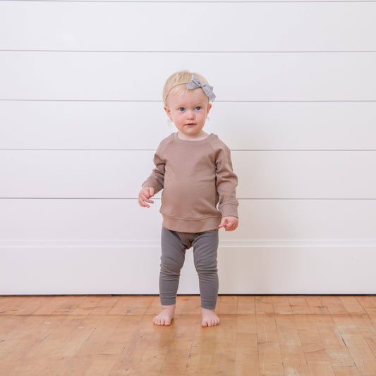 Custom Embroidery, Name | Organic Baby and Kids Portland Pullover - Truffle