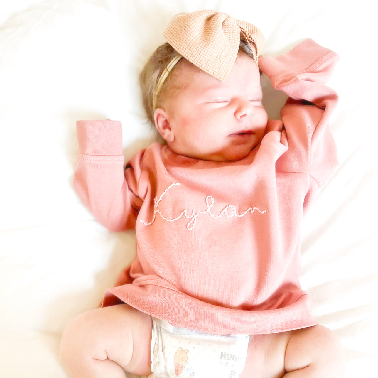 Custom Embroidered Name | Organic Baby and Kids Portland Pullover - Rose