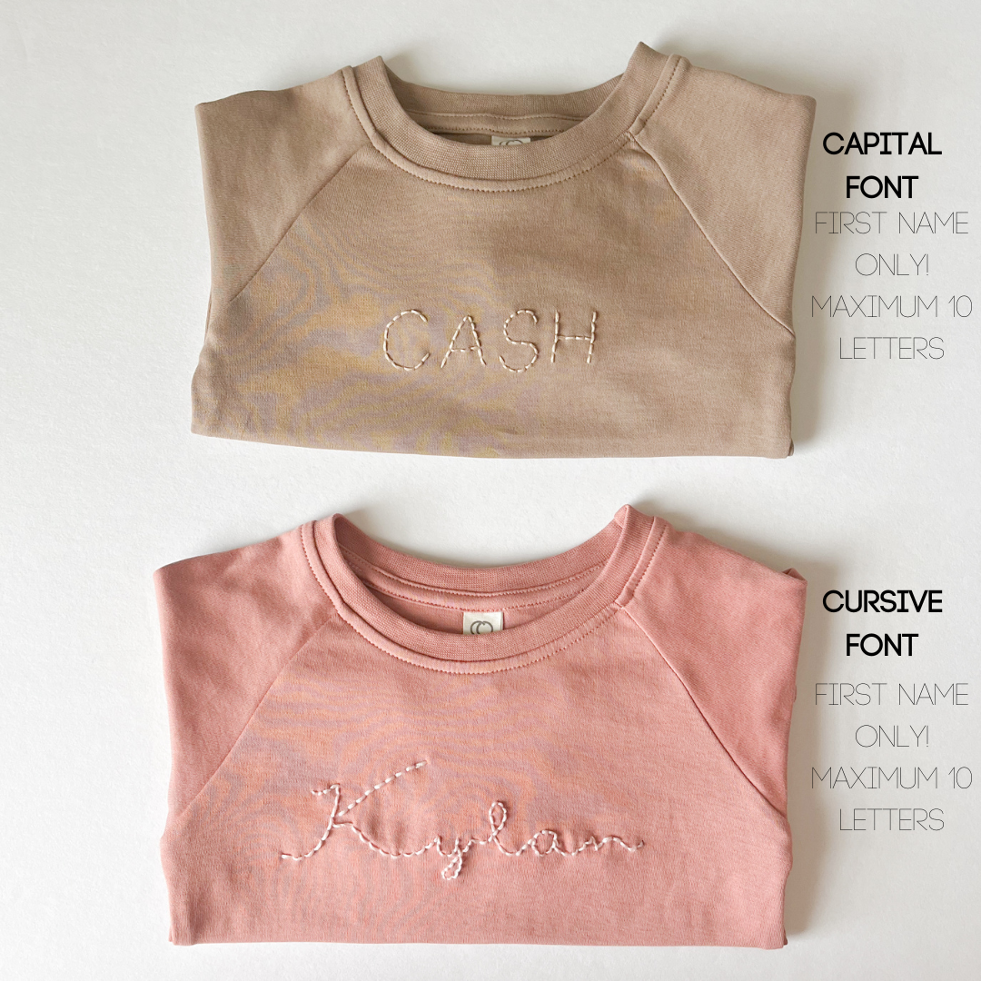 Custom Embroidered Name | Organic Baby and Kids Portland Pullover - Natural