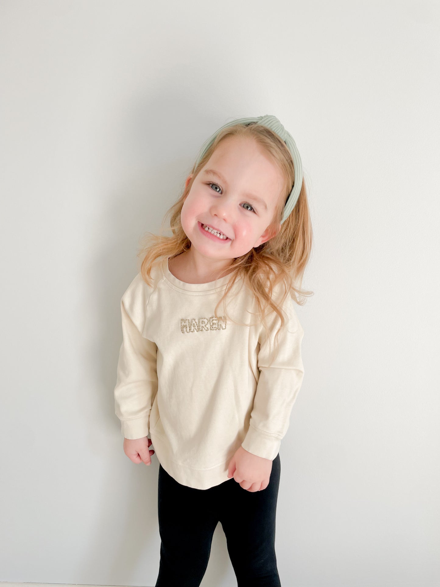 Custom Embroidered Name | Organic Baby and Kids Portland Pullover - Natural