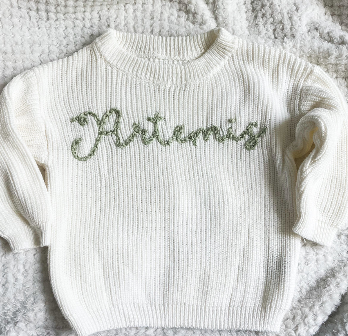 Personalized Hand Embroidered Name Baby Sweater