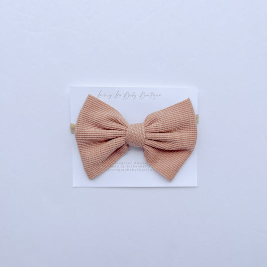 Large Tan Knit Bow