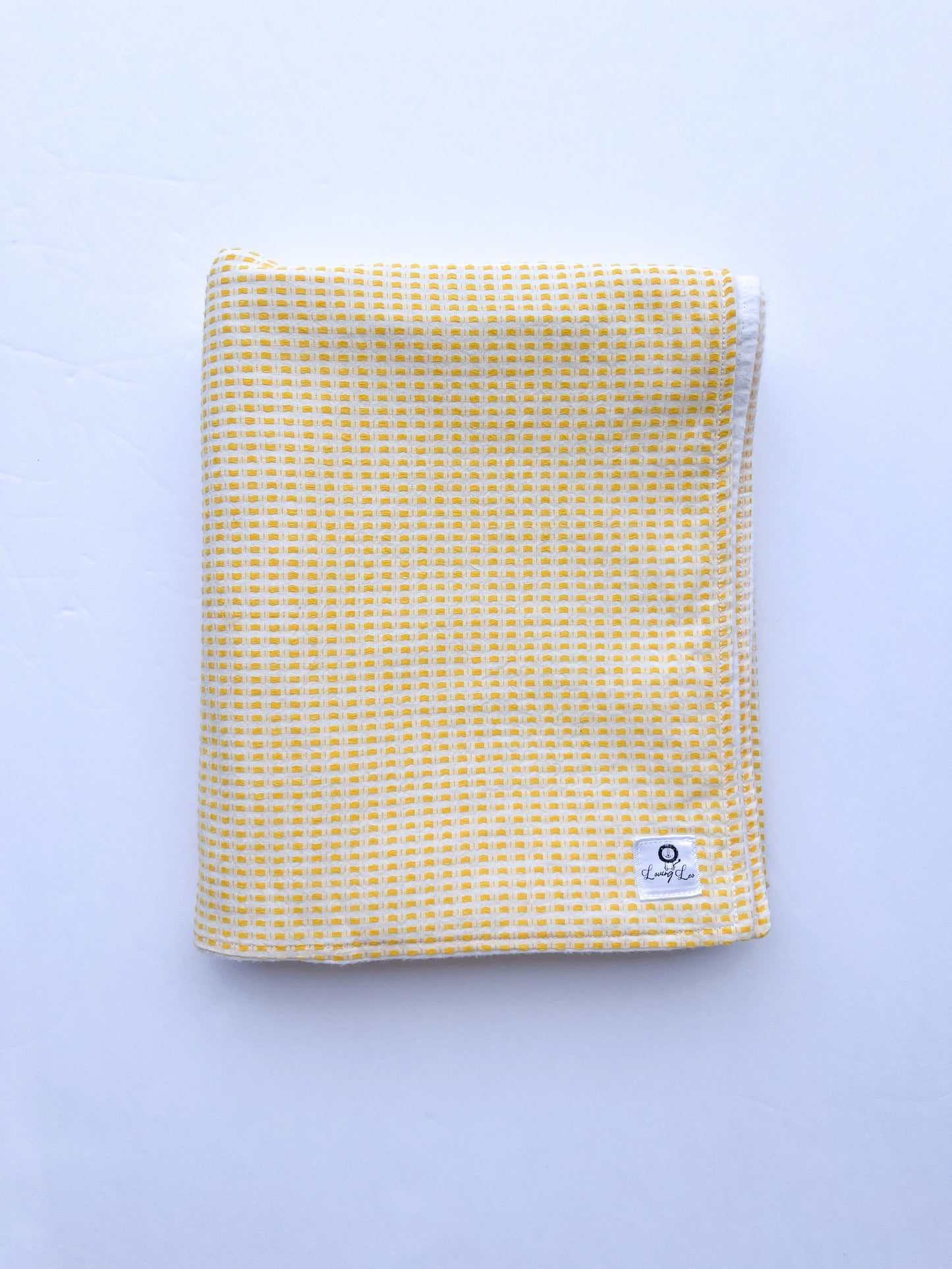 Yellow Gingham Large Crib Size Blanket