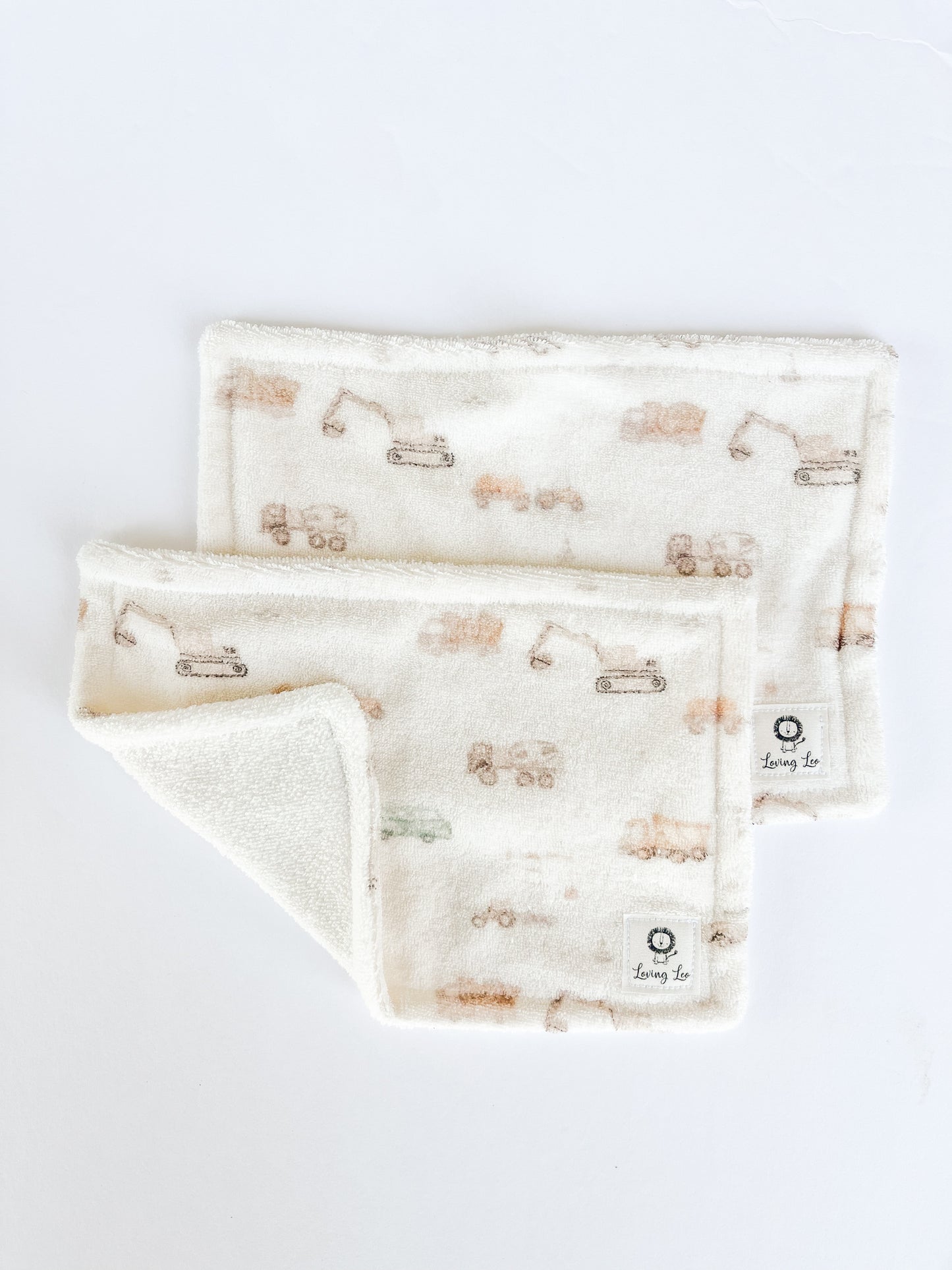 Construction Theme, Bamboo Terry Washcloth- Handmade| Set of 2