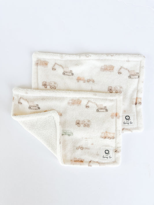 Construction Theme, Bamboo Terry Washcloth- Handmade| Set of 2