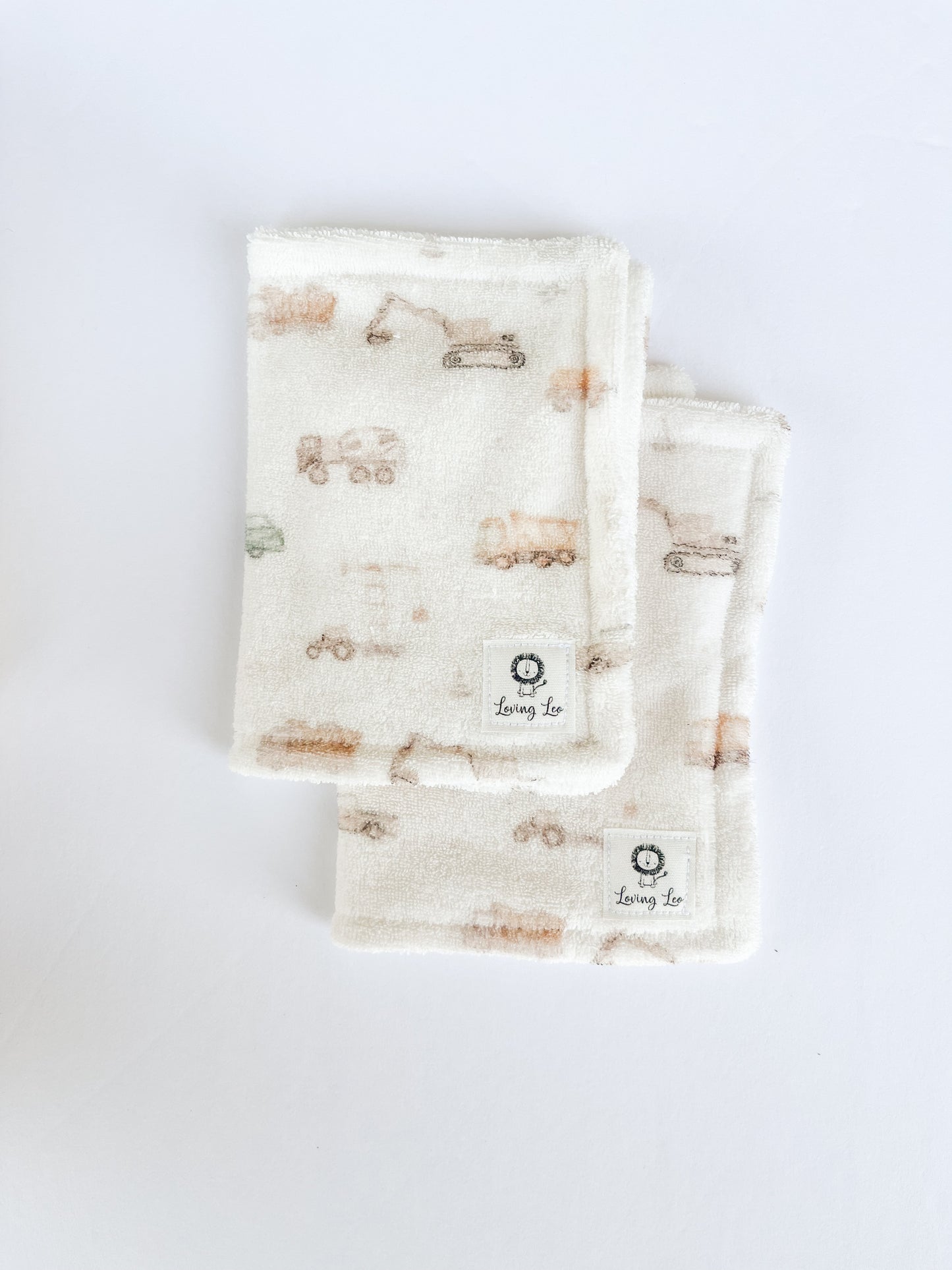 Construction Theme, Bamboo Terry Washcloth- Handmade| Set of 2