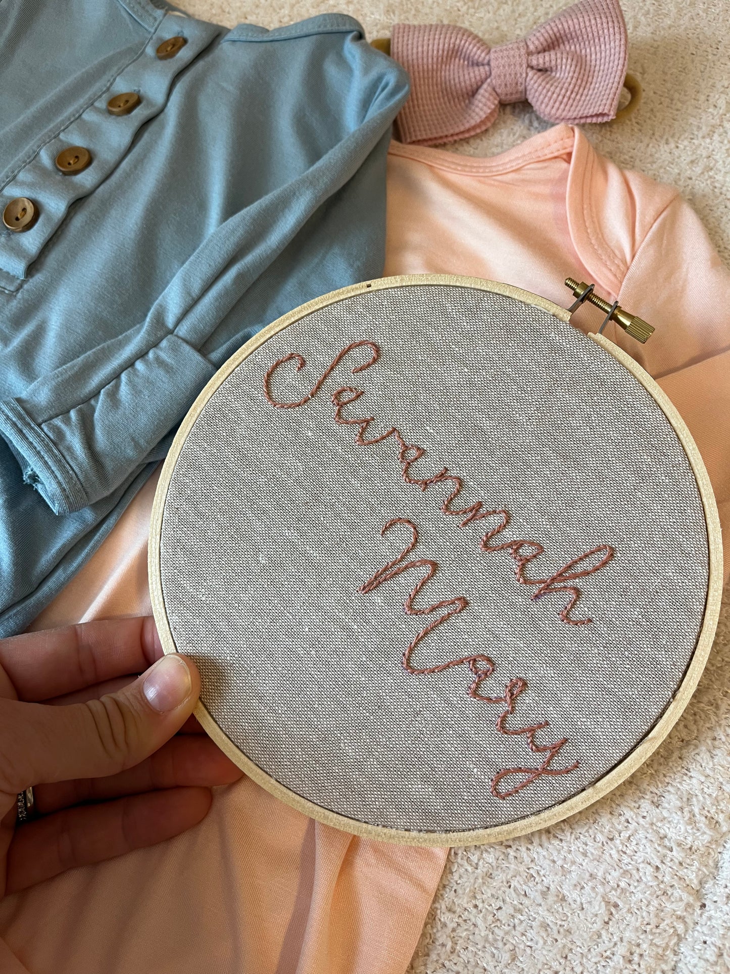 Custom Name Embroidery Hoop: Girl | Baby Name Sign | Baby Announcement