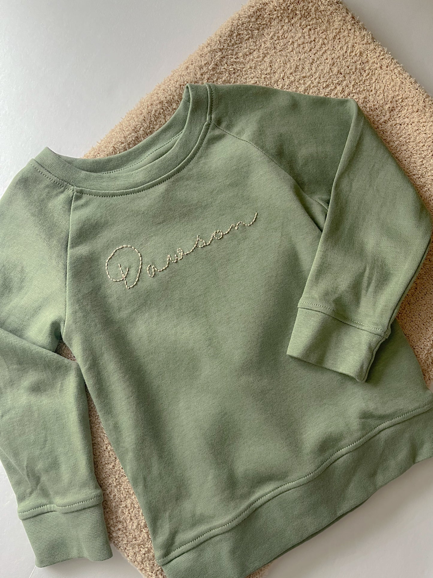 Custom Embroidered Name | Organic Baby and Kids Portland Pullover - Thyme