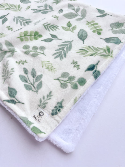 Plush Greenery Stroller Blanket