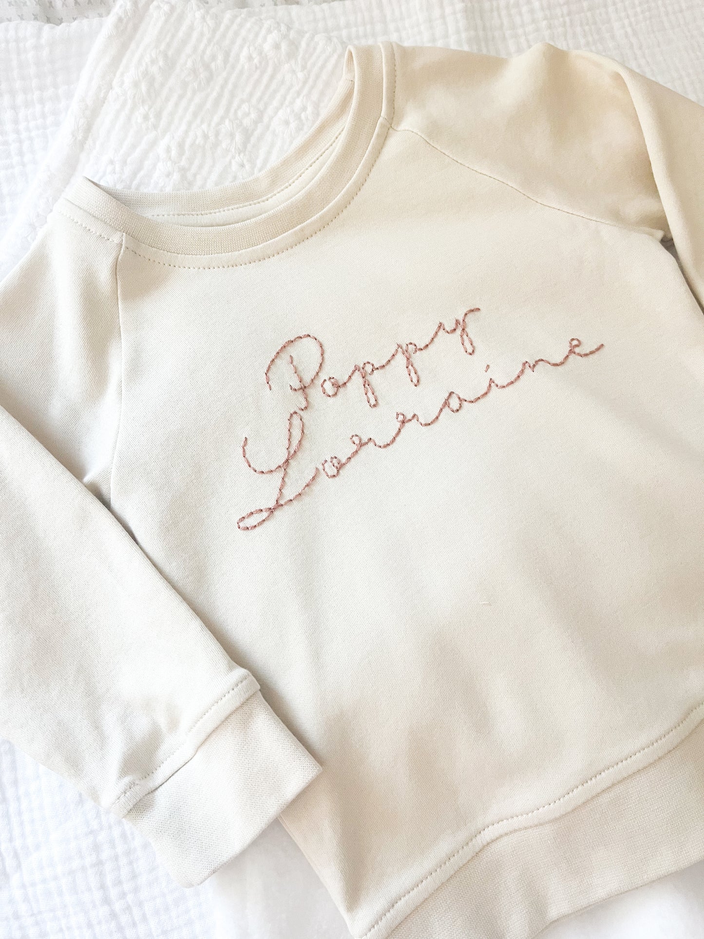 Custom Embroidered Name | Organic Baby and Kids Portland Pullover - Natural