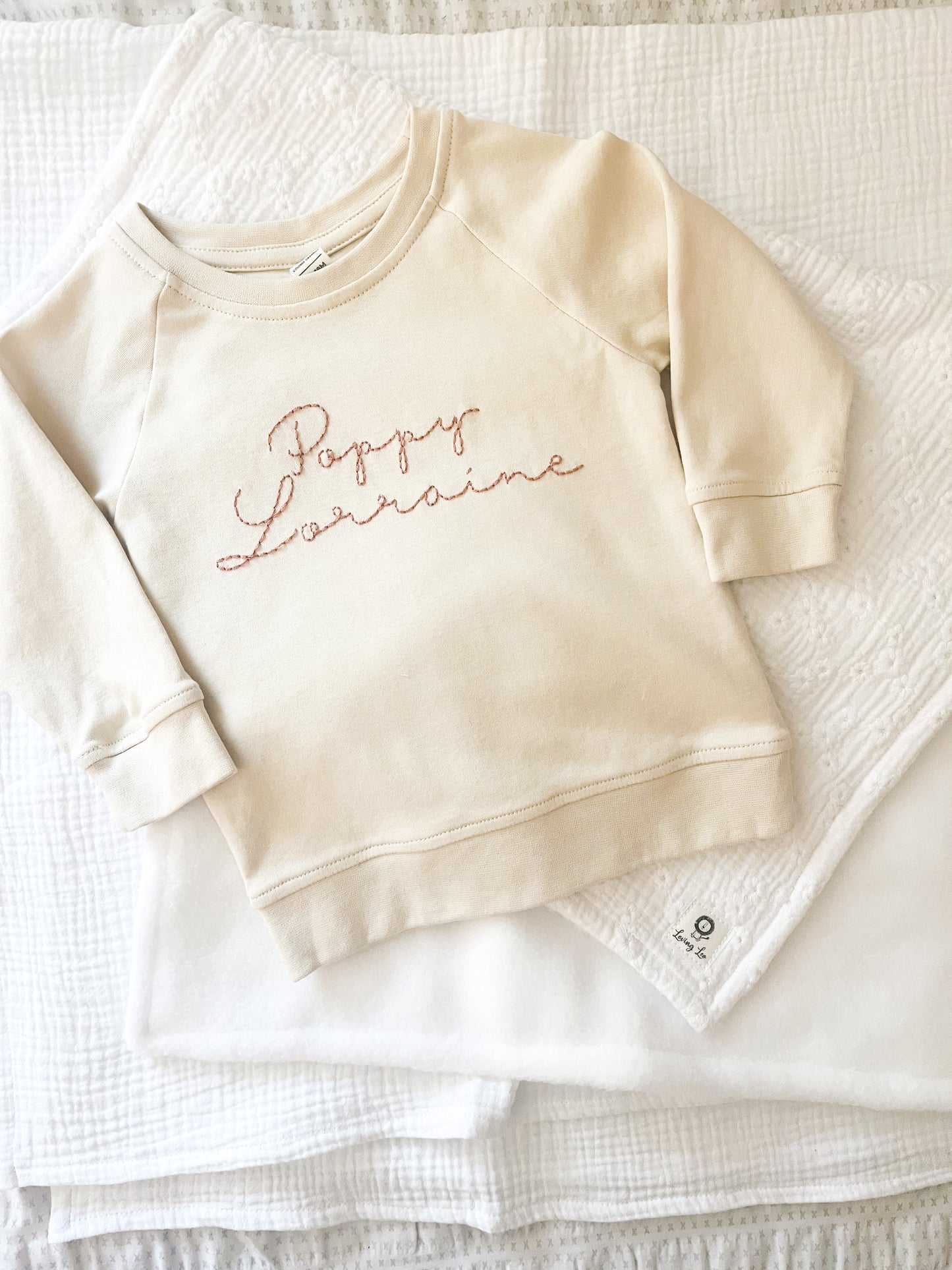 Custom Embroidered Name | Organic Baby and Kids Portland Pullover - Natural