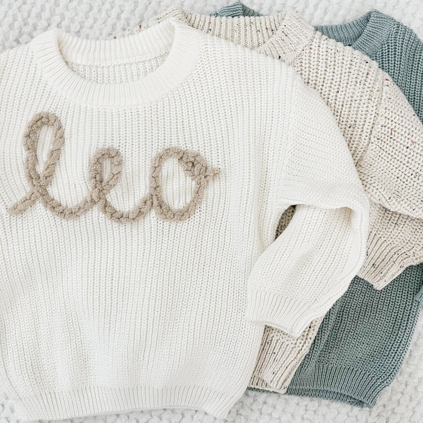 Personalized Hand Embroidered Name Baby Sweater