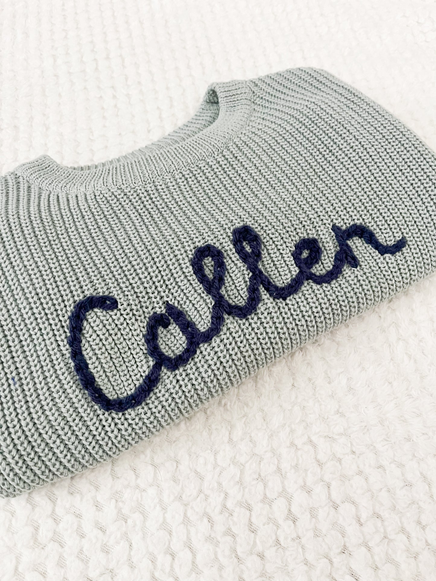 Personalized Hand Embroidered Name Baby Sweater