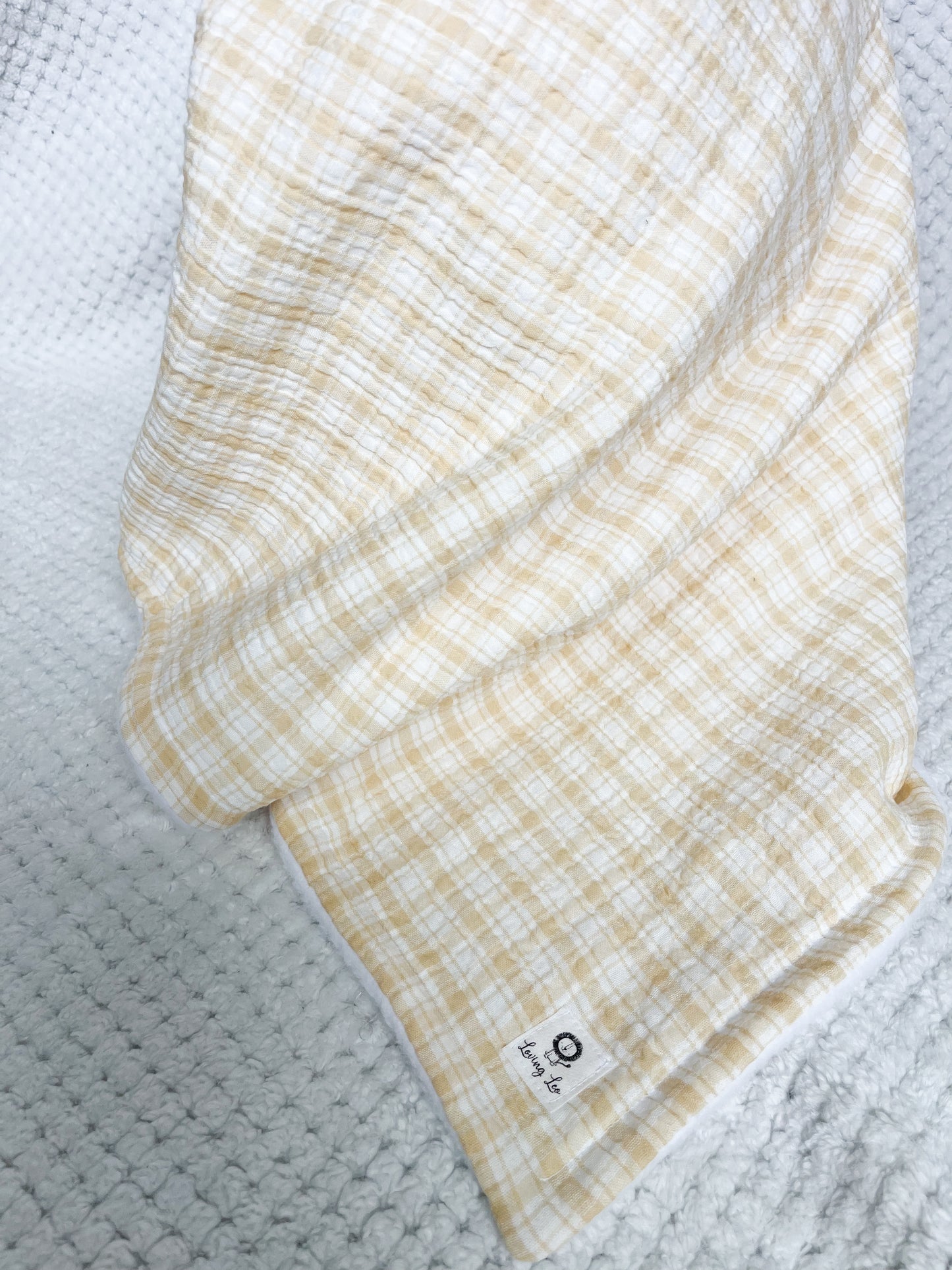 Yellow Plaid Large Crib Size Blanket