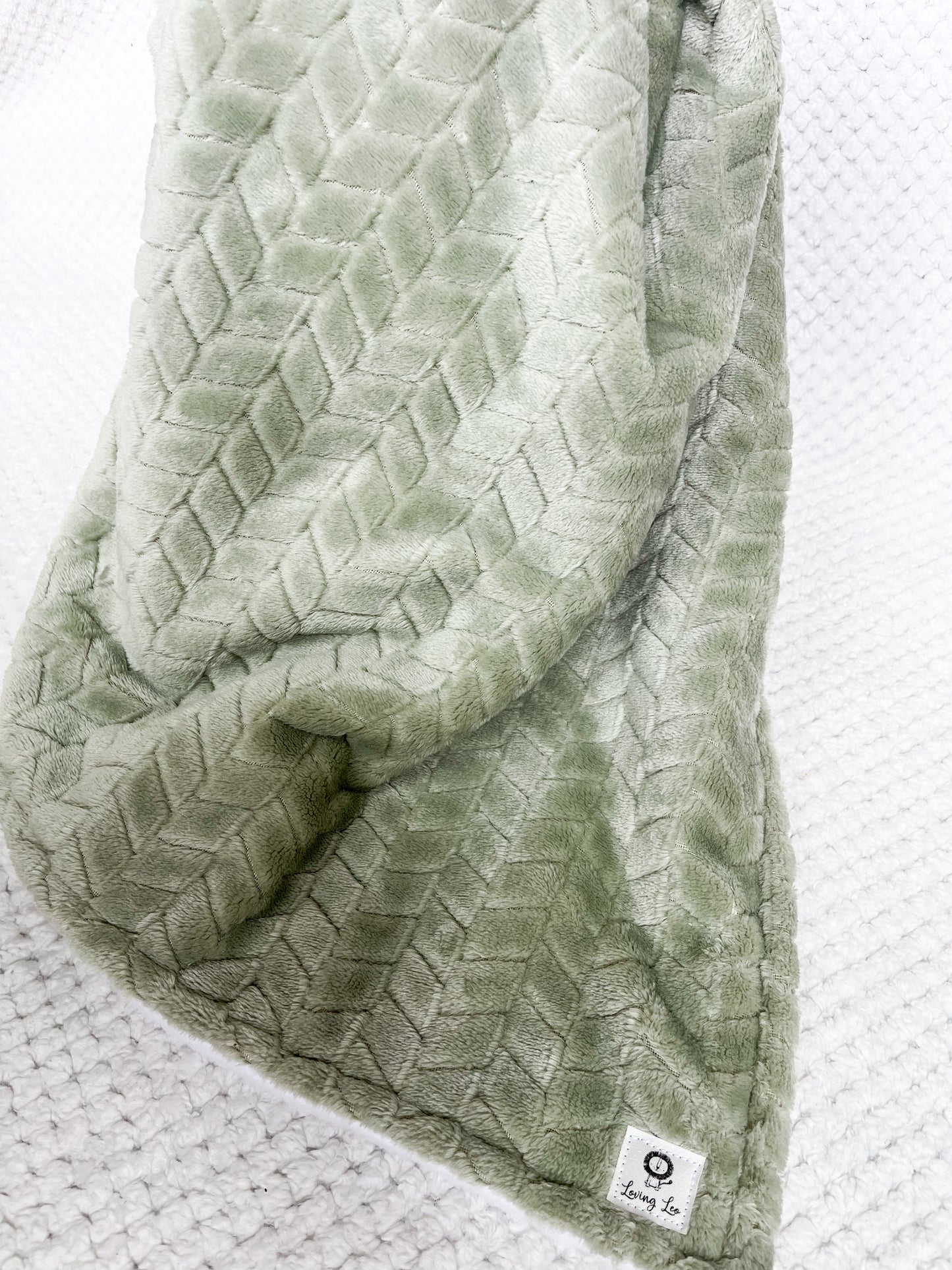 Herringbone Sage Large Crib Size Blanket