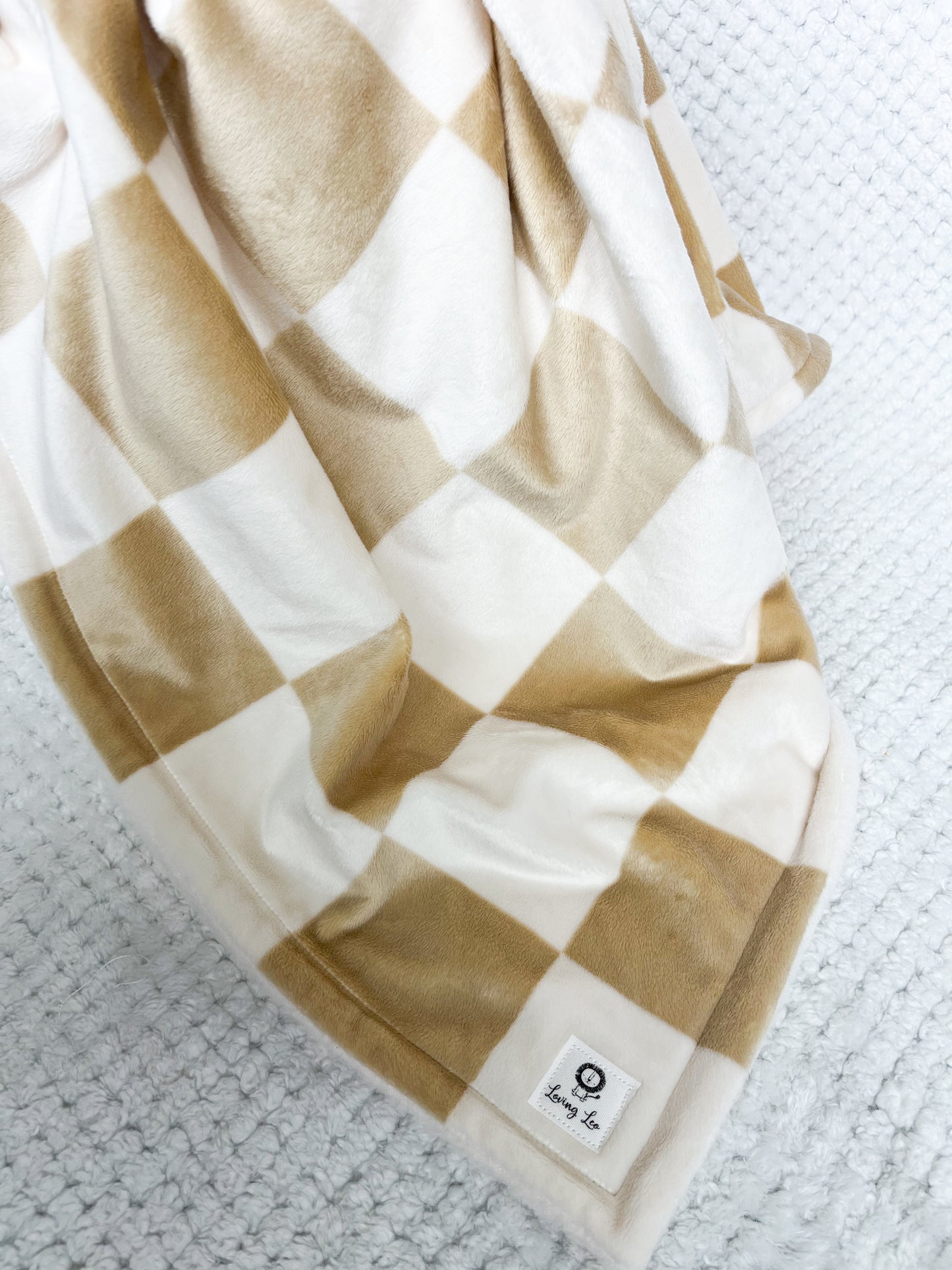 Checkered Beige Large Crib Size Blanket