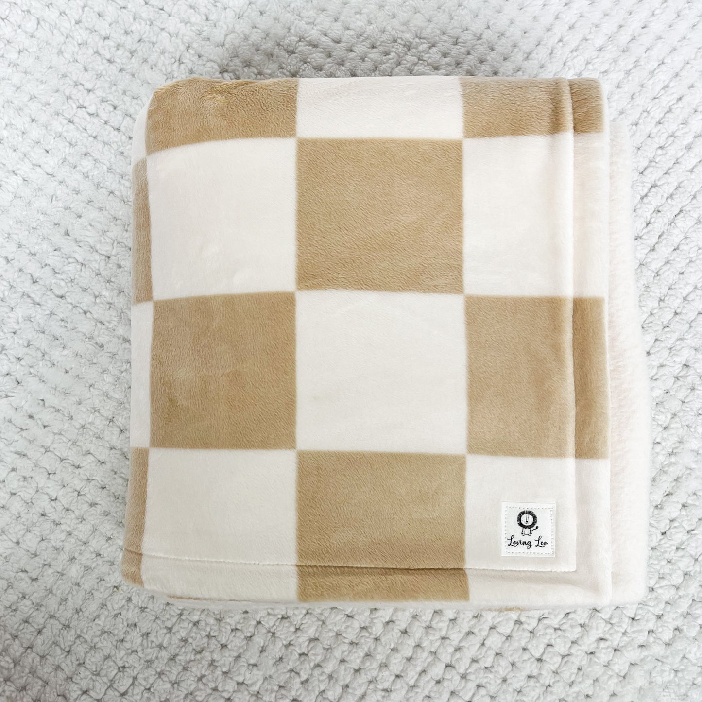 Checkered Beige Large Crib Size Blanket