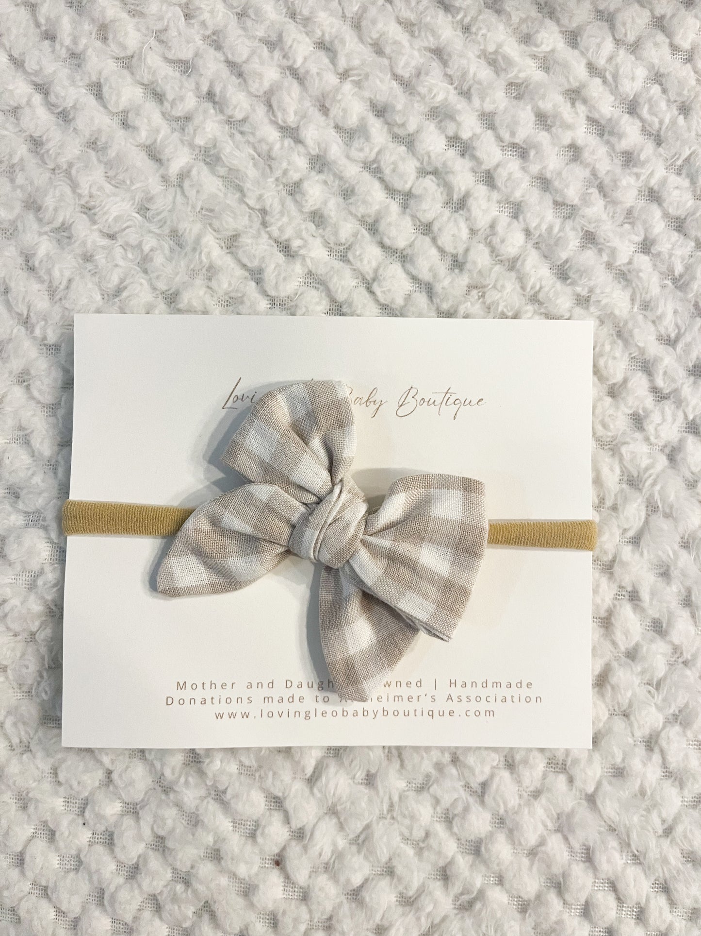 Beige Gingham Bow