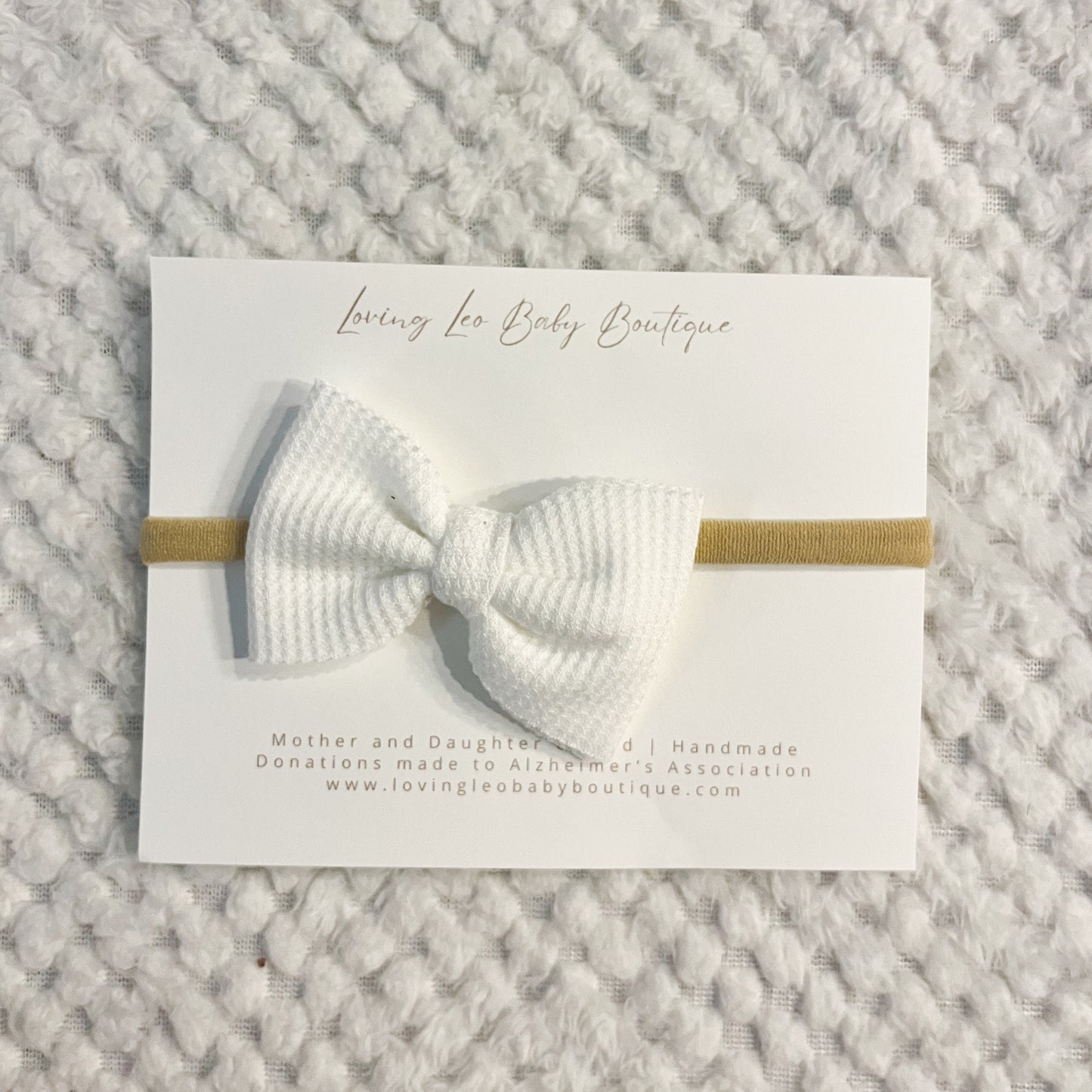 Mini White Waffle Bow