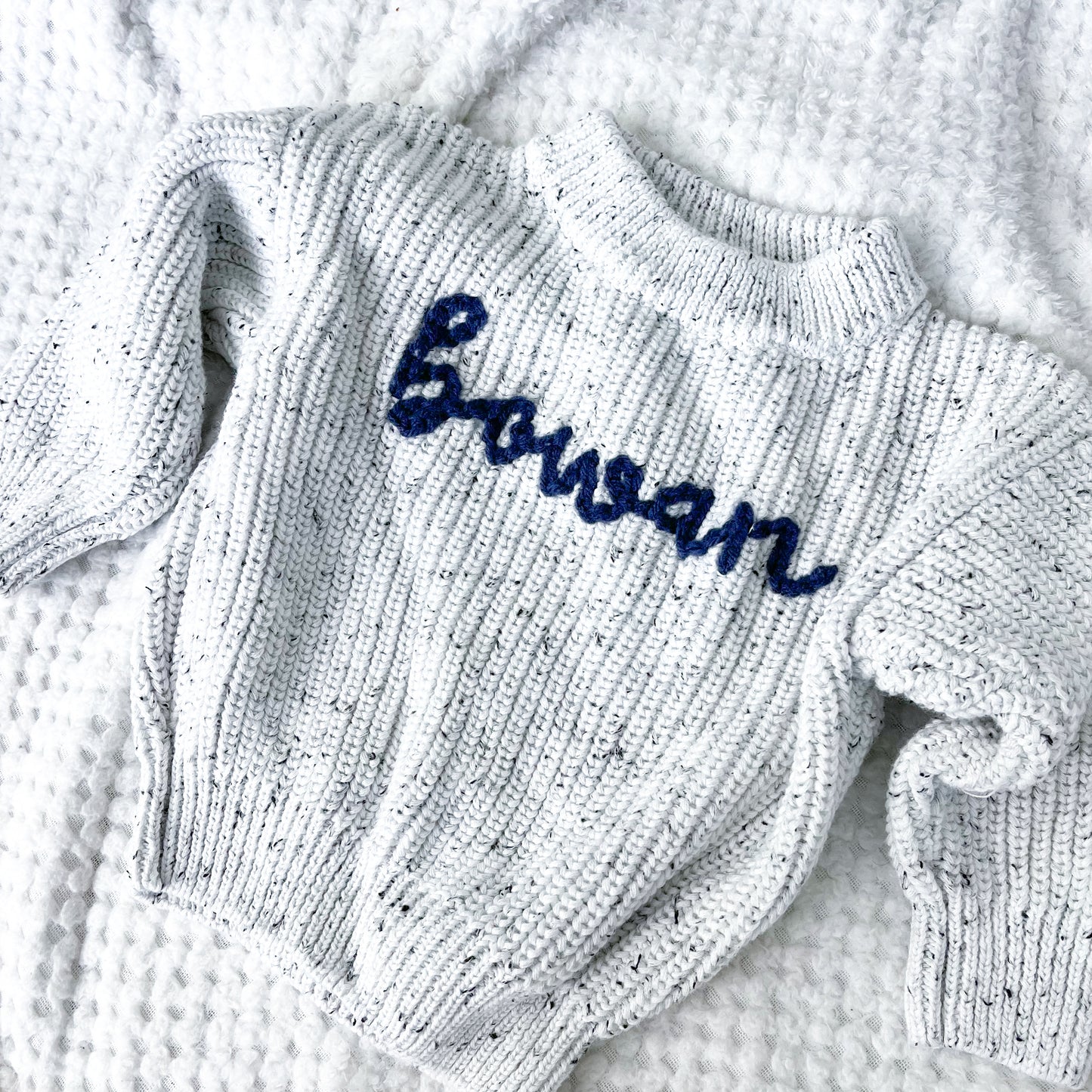 Personalized Hand Embroidered Name Baby Sweater