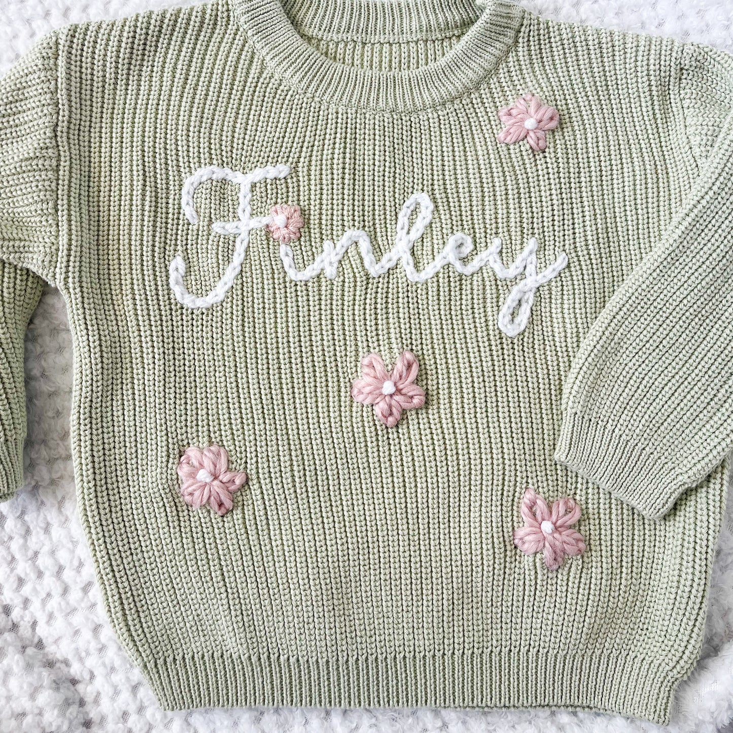 Personalized Hand Embroidered Name Baby Sweater