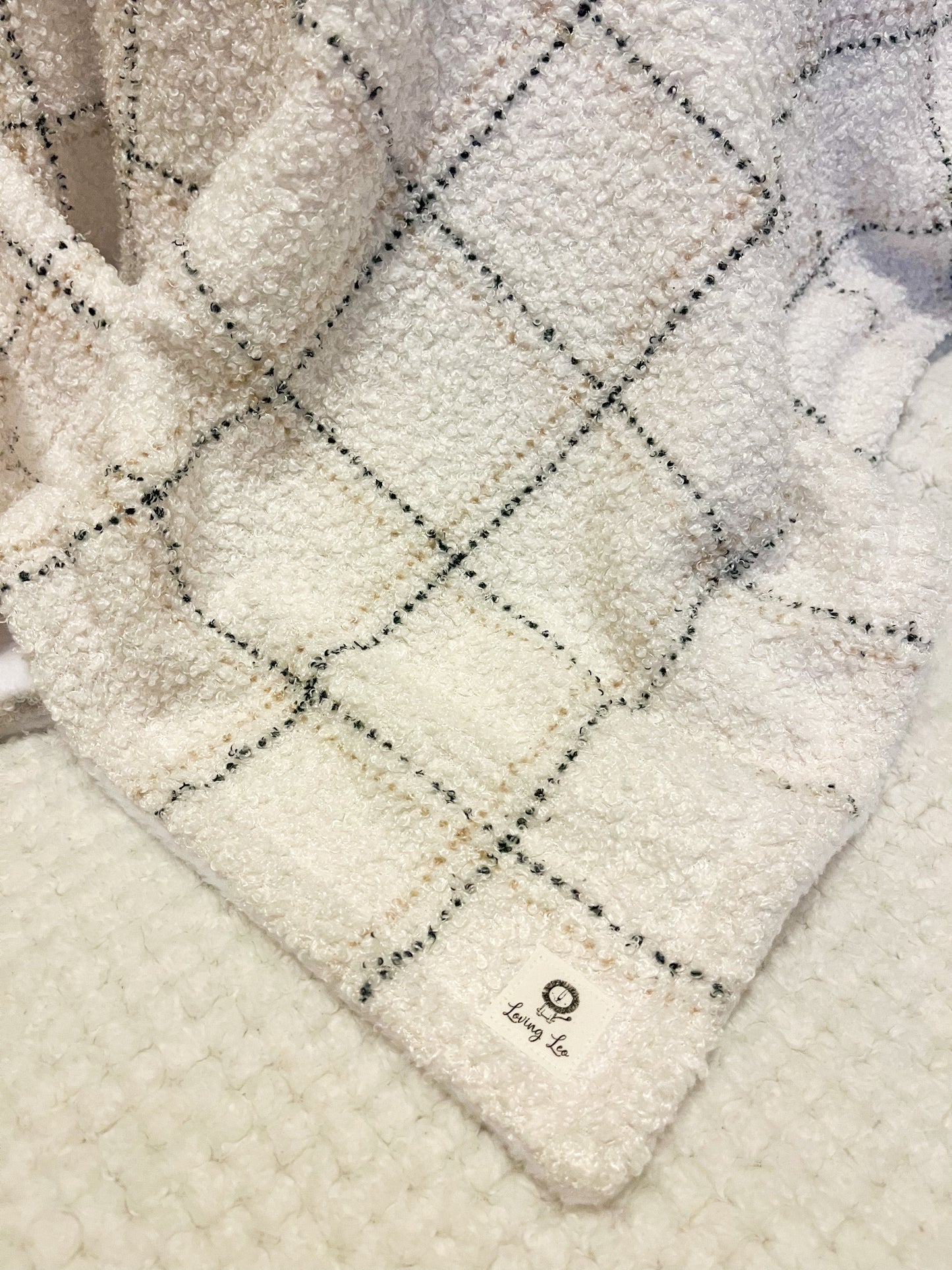 Neutral Plaid Large Crib Size Blanket