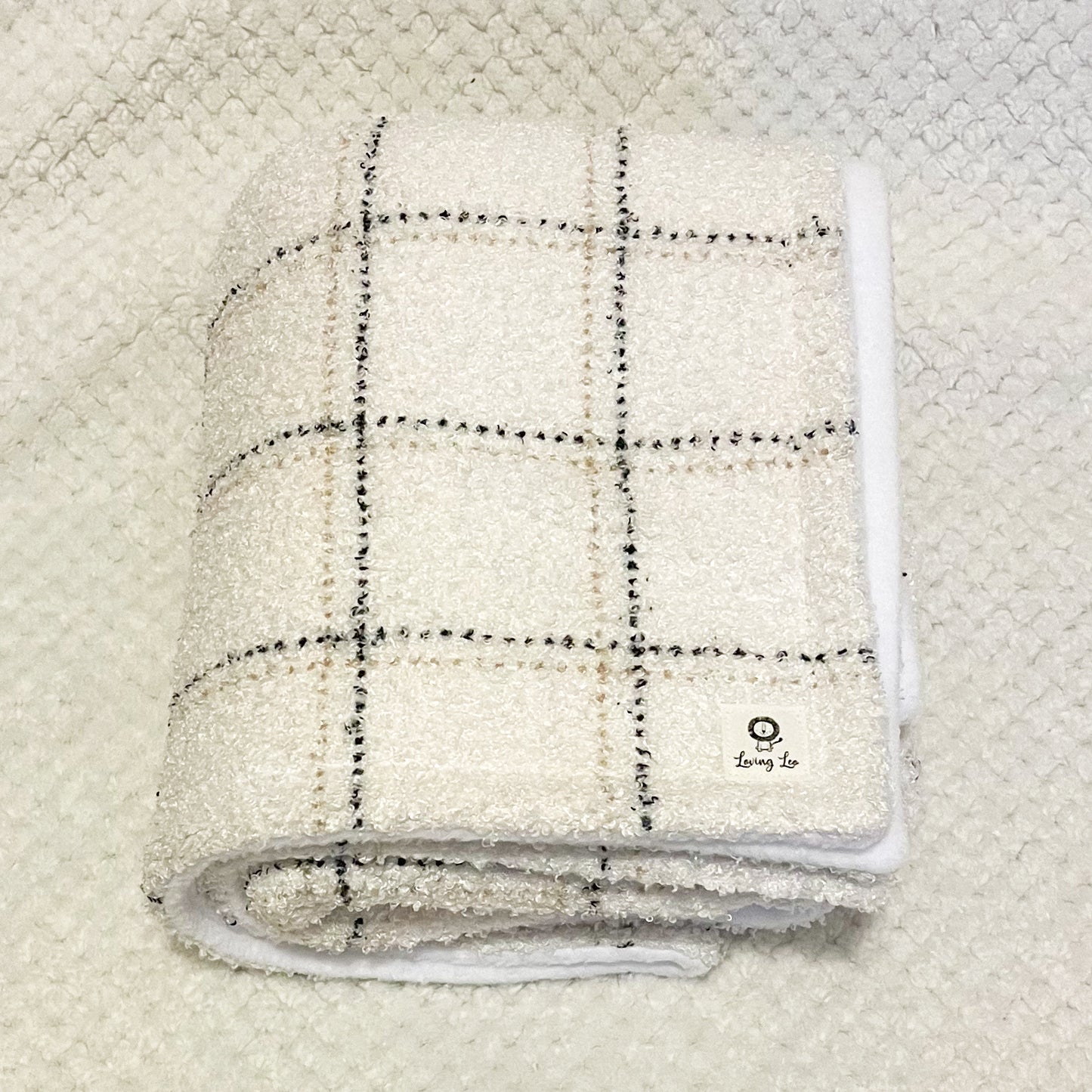 Neutral Plaid Large Crib Size Blanket